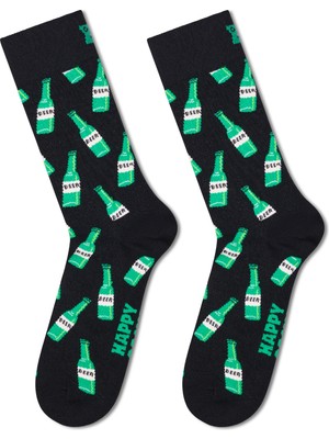 Happy Socks Erkek Siyah Desenli Pamuklu Çorap P004500