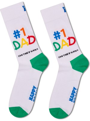 Happy Socks Erkek Beyaz Desenli Pamuklu Çorap P004997