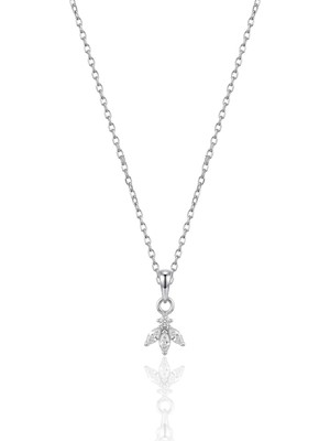 Söğütlü Silver 925 Ayar Gümüş Kolye Rodajlı Markiz Zirkon Taşlı Minimal Lotus Çiçeği Kolye  SGTL13407RODAJ