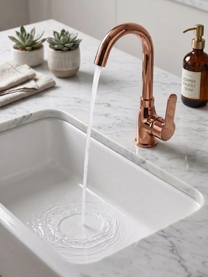 Bakır Lavabo Bataryası - Kuğu Lavabo Bataryası - Rose Gold Lavabo Bataryası