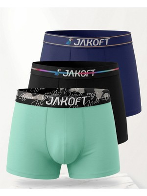 Jakoft Classic Pamuklu Erkek Boxer 3'lü Paket Yeşil - Lacivert - Siyah