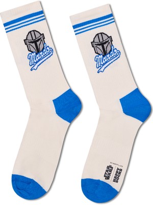 Happy Socks Erkek Beyaz Star Wars Mando Desenli Pamuklu Çorap P005730