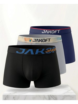 Jakoft Classic Pamuklu Erkek Boxer 3'lü Paket Siyah - Gri - Lacivert