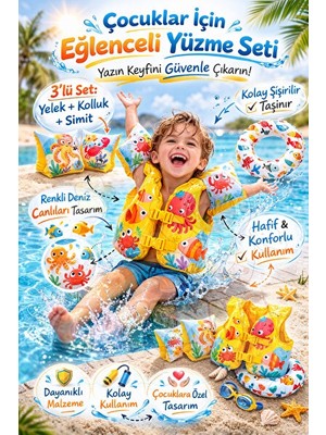 Vaelmont Çocuklar Için Yüzme Öğrenme Seti: Kolluk, Simit ve Yelek Şişme Havuz & Aksesuarı