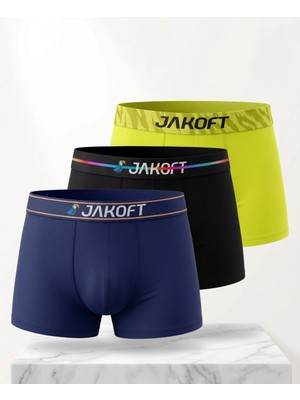 Jakoft Classic Pamuklu Erkek Boxer 3'lü Paket Siyah - Sarı - Lacivert