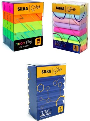Gıpta 3 Lü Silgi Seti(8 Li Curved Sınav+ 8 Li Curved Rainbow+ 10 Lu Neon Silgi)