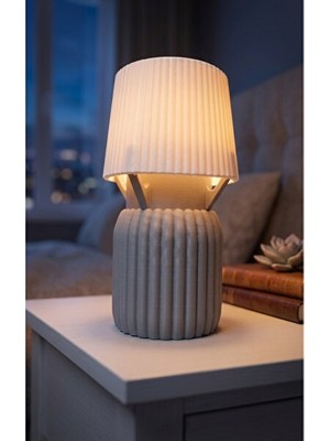 Maison Luré Modern Oluklu Tasarım Mini Gece Lambası - LED Mumlu Başucu Işığı Masa ve Gece Lambası