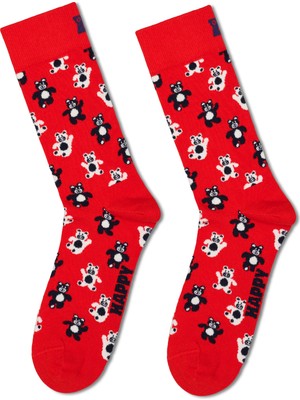 Happy Socks Kadın Kırmızı Desenli Pamuklu Çorap P003200