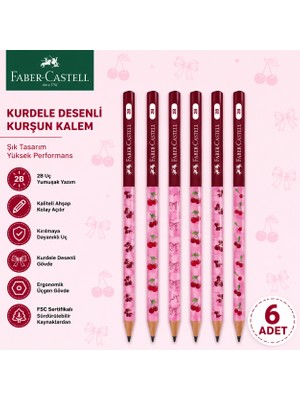 Danacı Kırtasiye Faber-Castell Cherry Desenli Kurşun Kalem 6 Adet 2b Yuvarlak Gövde