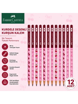 Danacı Kırtasiye Faber-Castell Cherry Desenli Kurşun Kalem 12 Adet 2b Yuvarlak Gövde