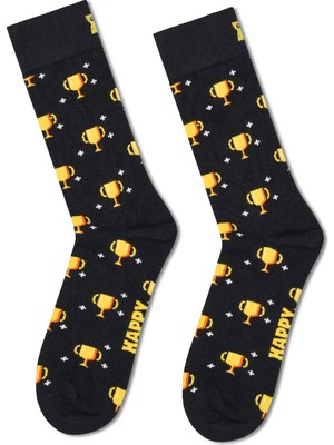Happy Socks Erkek Siyah Kupa Desenli Pamuklu Çorap P003163