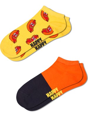 Happy Socks Erkek Sarı Desenli Pamuklu 2'li Çorap Seti P004569