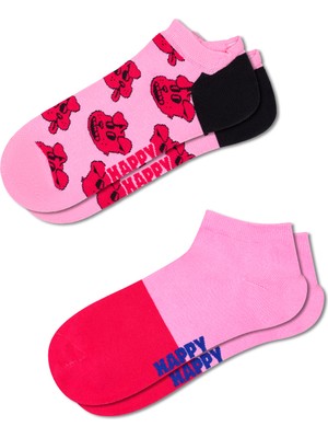 Happy Socks Kadın Pembe Desenli Pamuklu 2'li Çorap Seti P004567