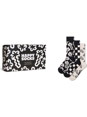 Happy Socks Erkek Siyah Desenli 3’lü Pamuklu Çorap Seti P002654