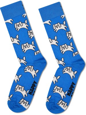 Happy Socks Erkek Mavi Desenli Pamuklu Çorap P003194