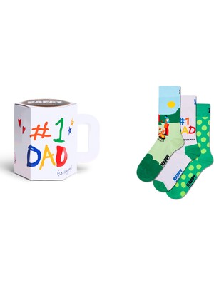 Happy Socks Erkek Çok Renkli Desenli Pamuklu 3'lü Çorap Seti P004661