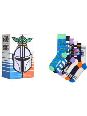Happy Socks Erkek Çok Renkli Star Wars Mandalorian Temalı 6'lı Çorap Seti P006542