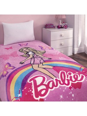 Taç Lisanslı Barbie Sun Tek Kişilik Battaniye