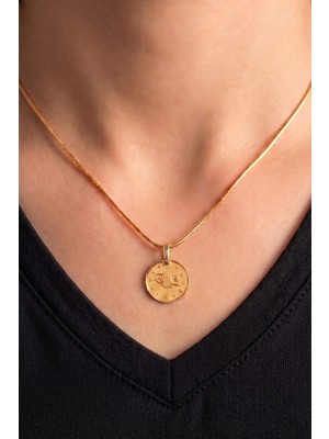 Söğütlü Silver 925 Ayar Gümüş Kolye Altın Kaplama Yılan Zincirli Minimal Tuğralı Kolye Reşat Altın Sikke Model SGTL13409GOLD