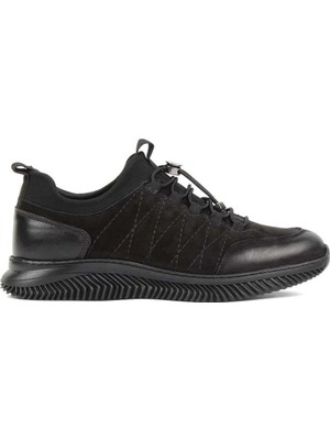 Celal Gültekin Erkek Siyah Bağcıklı Kalın Tabanlı Nubuk Deri Sneaker