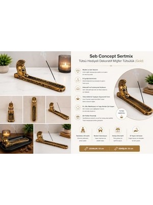Gndz Home Seb Concept Sertmix Tütsü Hediyeli Dekoratif Miğfer Tütsülük (Gold)