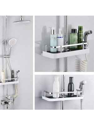 Gndz Home ‎monte Lua Banyo Rafı, Duş Başlığı Tutucusu, Dayanıklı Şampuan ve Sabunluk Rafı, Banyo Düzenleyici, Duş Rayı Için Gümüş, Organizer, Çok Amaçlı