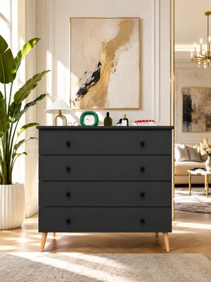 Asra Trend Lüks 4 Çekmeceli Şifonyer Komodin %100 Mdf Çok Amaçlı Düzenleyici ŞF02