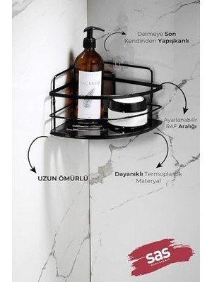 Gndz Home Yapışkanlı Ömür Boyu Paslanmaz Kristal Ayarlanabilir Raf Banyo Düzenleyici Şampuanlık Lk-01 Ss