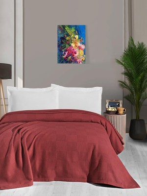 Gndz Home Waflle Desenli Pike, BATTANIYE,%100 Pamuk, Kalın Iplik, Yumuşak, Çift Kişilik 220 * 240
