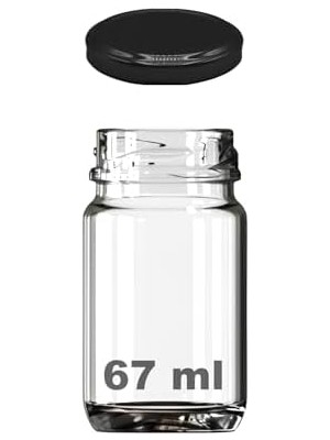 Gndz Home 67 ml Şeffaf Shot Kavanoz 67 cc Konserve Metal Siyah Kapaklı Cam Kavanoz 6 Adet