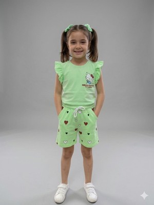 Tintini Kids Kız Çocuk Hello Kitty Baskılı Şortlu Takım