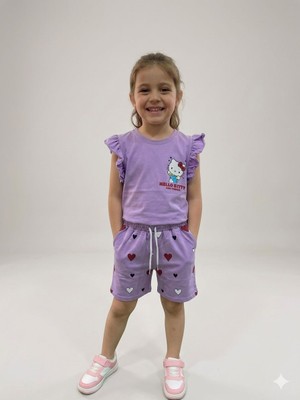 Tintini Kids Kız Çocuk Hello Kitty Baskılı Şortlu Takım