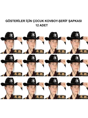 Aesco Kovboy Şerif Şapkası Siyah 12 Adet - Kostüm, Parti ve Gösteri Şapkası