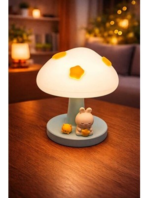 Maison Luré Sevimli Mantar Tasarımlı LED Gece Lambası, Dekoratif ve Renkli Işıklar Masa ve Gece