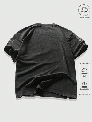Touz Gothic Graphic Yıkamalı Oversize Vintage T-Shirt