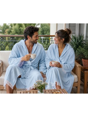 AQUATOLIA Muslin Düz Desen Plaj, Sauna, Spa, Banyo Amaçlı Bornoz.