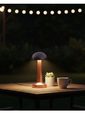 Herşey Trend Modern Bronz Masa Lambası 3 Renk LED Dokunmatik Şarjlı Model
