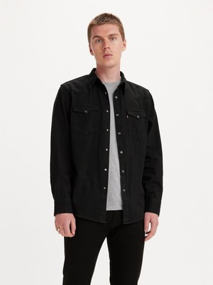 Levi's Dar Düz Siyah Erkek Gömlek 85744-0002