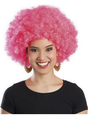 Aesco Pembe Renk Kıvırcık Afro Bonus Peruk