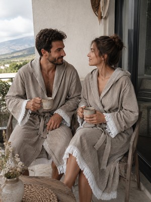 AQUATOLIA Muslin Düz Desen Plaj, Sauna, Spa, Banyo Amaçlı Bornoz.