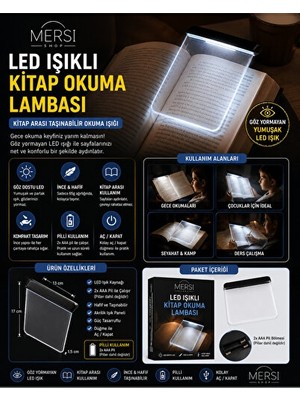 Maison Luré Kitap Arası LED Okuma Işığı Panel Light, Kutulu Tasarım Masa ve Gece Lambası