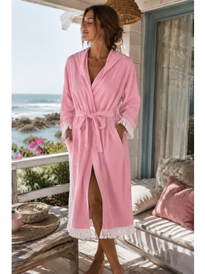 AQUATOLIA Muslin Düz Desen Plaj, Sauna, Spa, Banyo Amaçlı Bornoz.