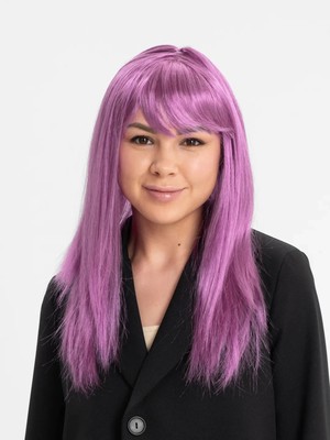 Aesco Rose Pembe Renk Düz Kesim Uzun Parti Peruğu Takma