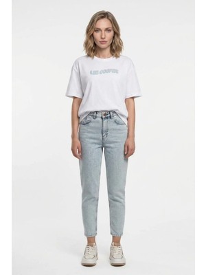 Lee Cooper New Kadın Oversize Baskılı Bisiklet Yaka T-Shirt Beyaz
