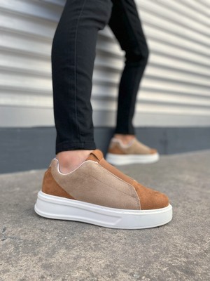 Aesco JY007 Alba Bağcıksız Süet Erkek Günlük Sneaker Ayakkabı Sbt Taba/vizon