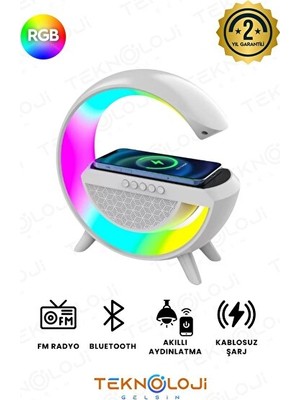 Maison Luré Akıllı Çok Fonksiyonlu Masa Lambası, Bluetooth Hoparlör ve Kablosuz Şarj Öz