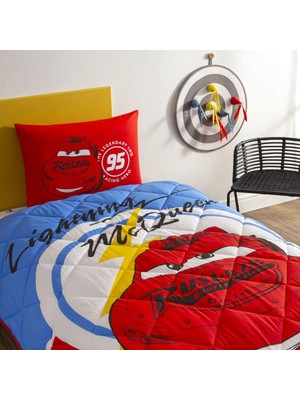 Taç Lisanslı Disney Cars Mcqueen Tek Kişilik Pamuk Yorgan Seti