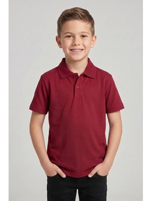 Fatella Unisex Çocuk Bordo Lakost Polo Yaka Kısa Kollu Okul Tişörtü