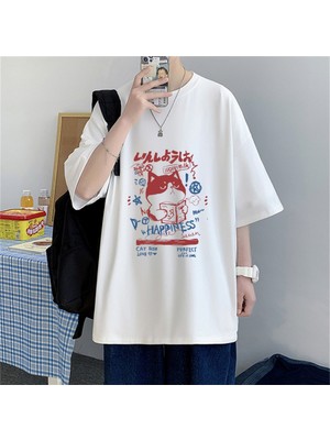 Touz Küt Küt Happiness Cat Baskılı Oversize T-Shirt