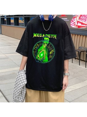 Touz Rock Serisi Megadeth Baskılı Siyah Unisex Oversize T-Shirt